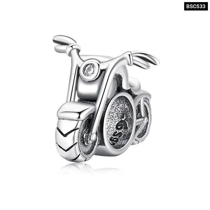 925 Sterling Silver Motorcycle Charm Cool Motorbike Pendant