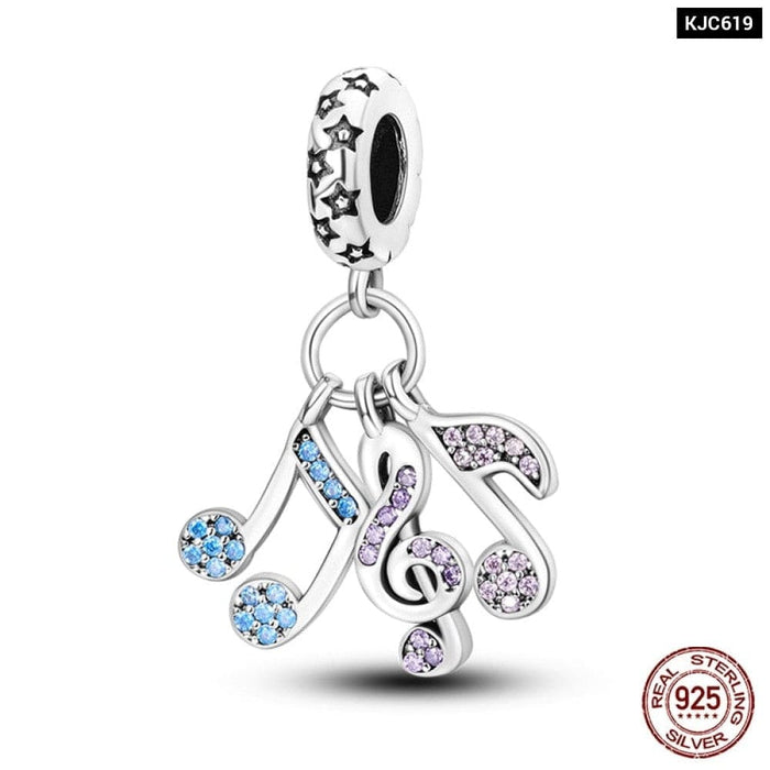 925 Sterling Silver Music Earphone Charms Beads Fit Pandora Bracelets Necklaces Fine DIY Jewelrys