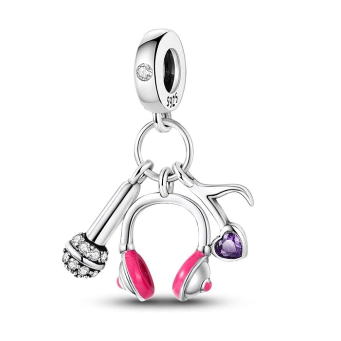 925 Sterling Silver Music Earphone Charms Beads Fit Pandora Bracelets Necklaces Fine DIY Jewelrys