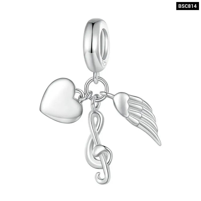 925 Sterling Silver Musical Note Pendnat Charms Guitar