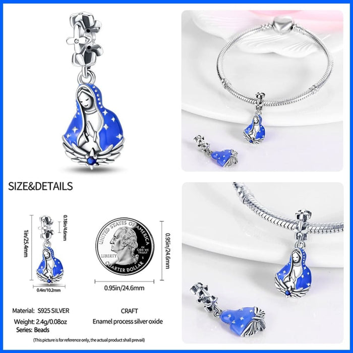 925 Sterling Silver Nossa Senhora Aparecida Dangle Charms Beads Fit Pandora Bracelets DIY Jewelry Making For Women