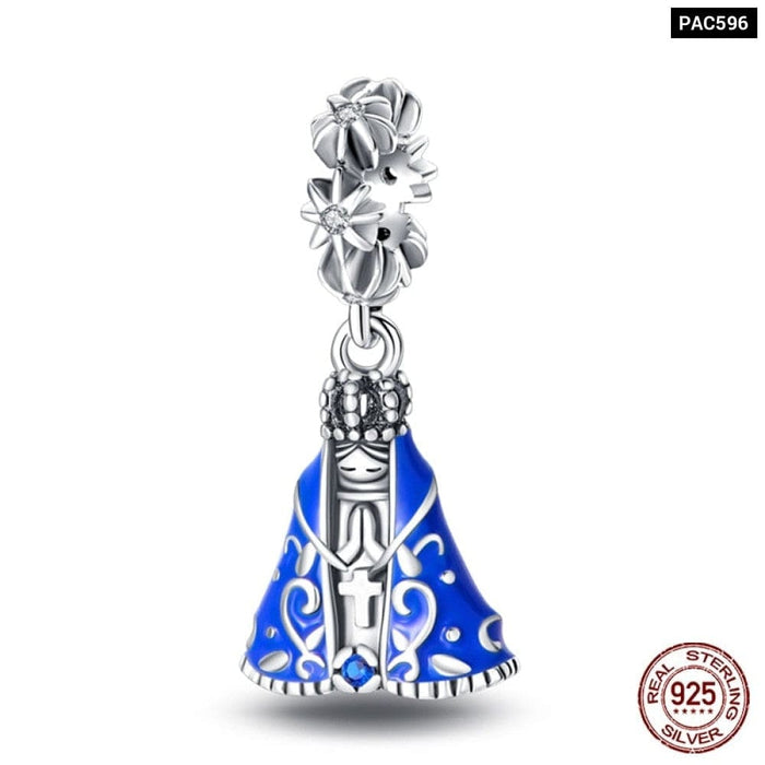 925 Sterling Silver Nossa Senhora Aparecida Dangle Charms Beads Fit Pandora Bracelets DIY Jewelry Making For Women