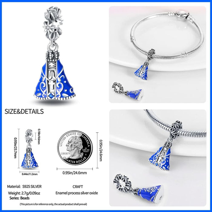 925 Sterling Silver Nossa Senhora Aparecida Dangle Charms Beads Fit Pandora Bracelets DIY Jewelry Making For Women