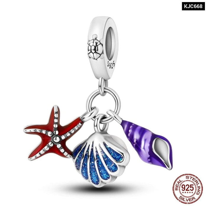 925 Sterling Silver Ocean Series Mermaids Shell Charms