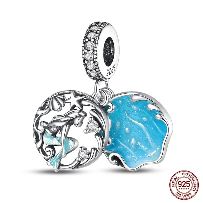 925 Sterling Silver Ocean Series Mermaids Shell Charms