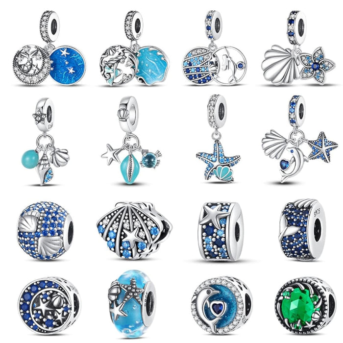 925 Sterling Silver Ocean Series Mermaids Shell Charms