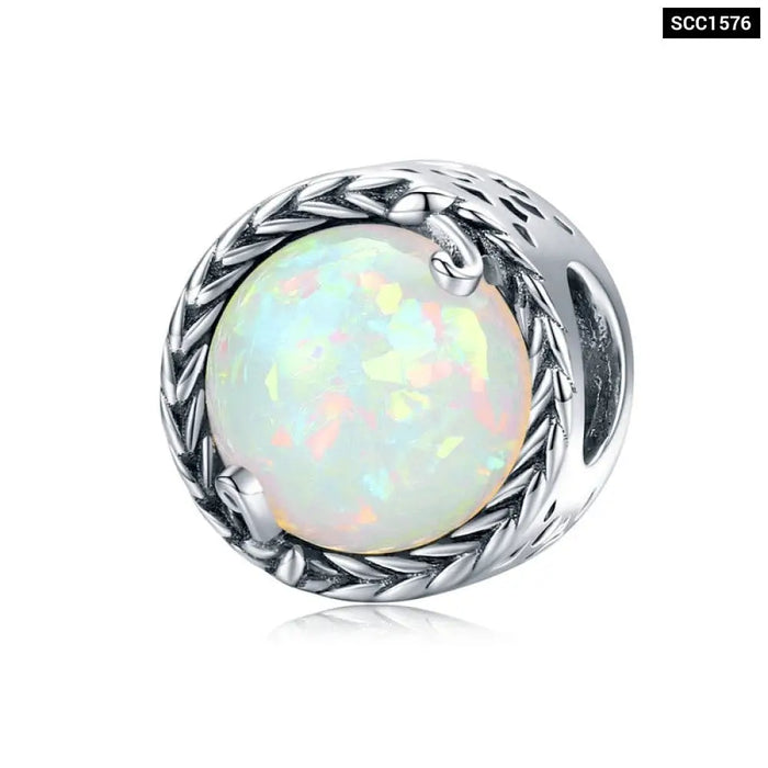 925 Sterling Silver Opal Sun Charm Bead Enamel Guardian