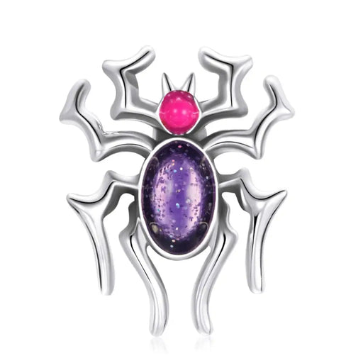 925 Sterling Silver Pattern Charm Diamond Shape Purple