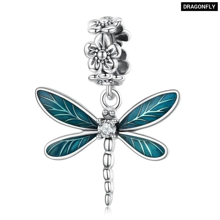 925 Sterling Silver Peach Pendant Bird Dragonfly Charms Fit