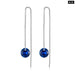 925 Sterling Silver Pink Blue Zircon Drop Dangle Ear Threads