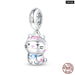 925 Sterling Silver Pink Cute Cat Paw Charms Beads Fit