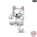 925 Sterling Silver Pink Cute Cat Paw Charms Beads Fit