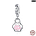 925 Sterling Silver Pink Cute Cat Paw Charms Beads Fit