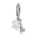 925 Sterling Silver Pink Enamel Ladybird Beads Zircon