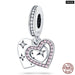 925 Sterling Silver Pink Series Heart Charms Beads Fit