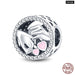 925 Sterling Silver Pink Series Heart Charms Beads Fit