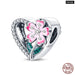 925 Sterling Silver Pink Series Heart Charms Beads Fit