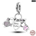 925 Sterling Silver Pink Series Heart Charms Beads Fit