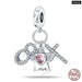 925 Sterling Silver Pink Series Heart Charms Beads Fit