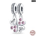 925 Sterling Silver Pink Series Heart Charms Beads Fit