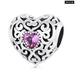 925 Sterling Silver Pink Zircon Love Bead Vine Hollow-out