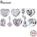 925 Sterling Silver Pink Zircon Love Bead Vine Hollow-out