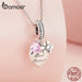 925 Sterling Silver Pink Zircon Pet Paw Pendant Charms