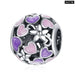 925 Sterling Silver Purple Crystal Bead Pattern Heart Charm