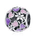 925 Sterling Silver Purple Crystal Bead Pattern Heart Charm