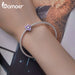 925 Sterling Silver Purple Enamel Flower Beads Clear Zircon