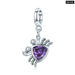 925 Sterling Silver Purple Shining Stone Collection Charms