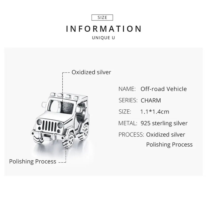 925 Sterling Silver Off-road Vehicle Charms For Women