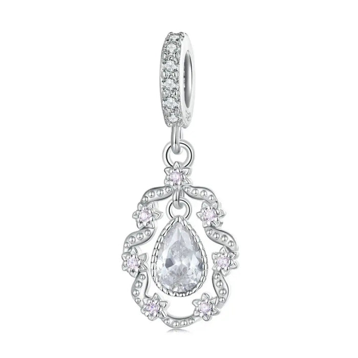 925 Sterling Silver Rococo Hanging Bead Waterdrop Zircon