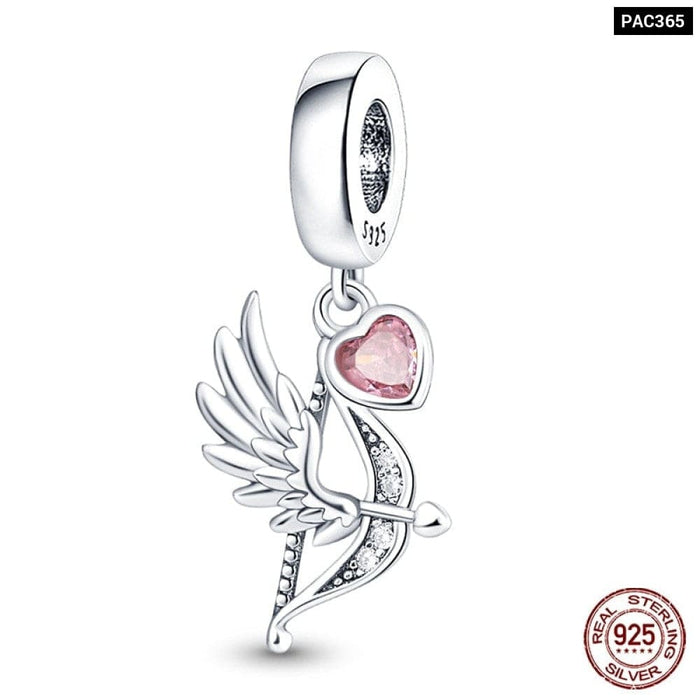 925 Sterling Silver Romantic Heart Series Charms Beads Fit Pandora Bracelet DIY Mothers Day Jewelrys