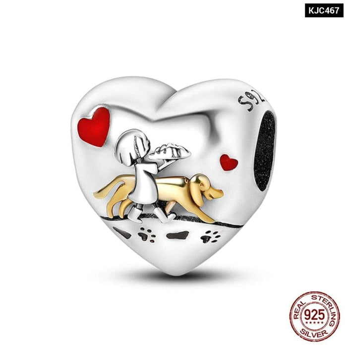 925 Sterling Silver Romantic Heart Series Charms Beads Fit Pandora Bracelet DIY Mothers Day Jewelrys