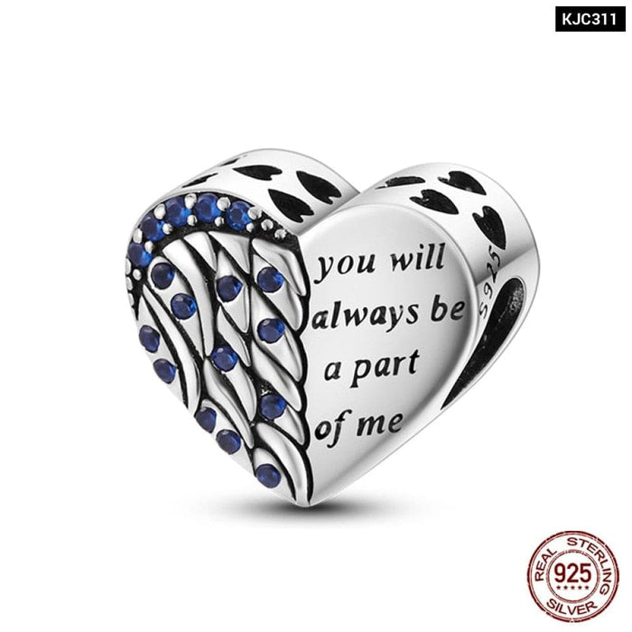 925 Sterling Silver Romantic Heart Series Charms Beads Fit Pandora Bracelet DIY Mothers Day Jewelrys