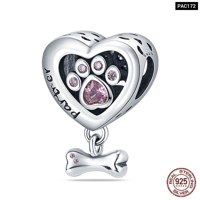 925 Sterling Silver Romantic Heart Series Charms Beads Fit Pandora Bracelet DIY Mothers Day Jewelrys