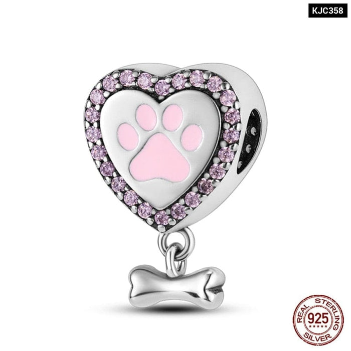 925 Sterling Silver Romantic Heart Series Charms Beads Fit Pandora Bracelet DIY Mothers Day Jewelrys