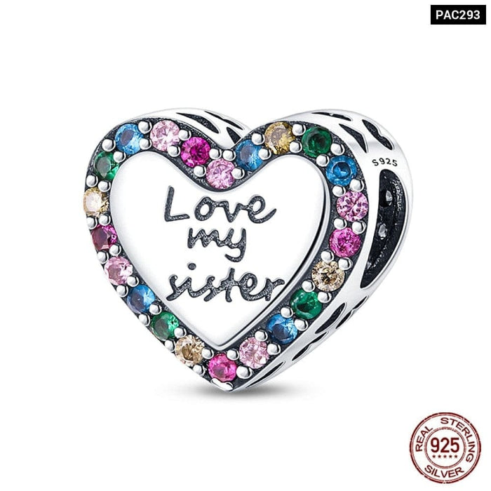 925 Sterling Silver Romantic Heart Series Charms Beads Fit Pandora Bracelet DIY Mothers Day Jewelrys