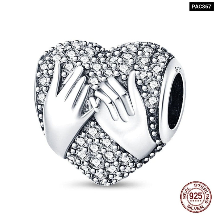 925 Sterling Silver Romantic Heart Series Charms Beads Fit Pandora Bracelet DIY Mothers Day Jewelrys