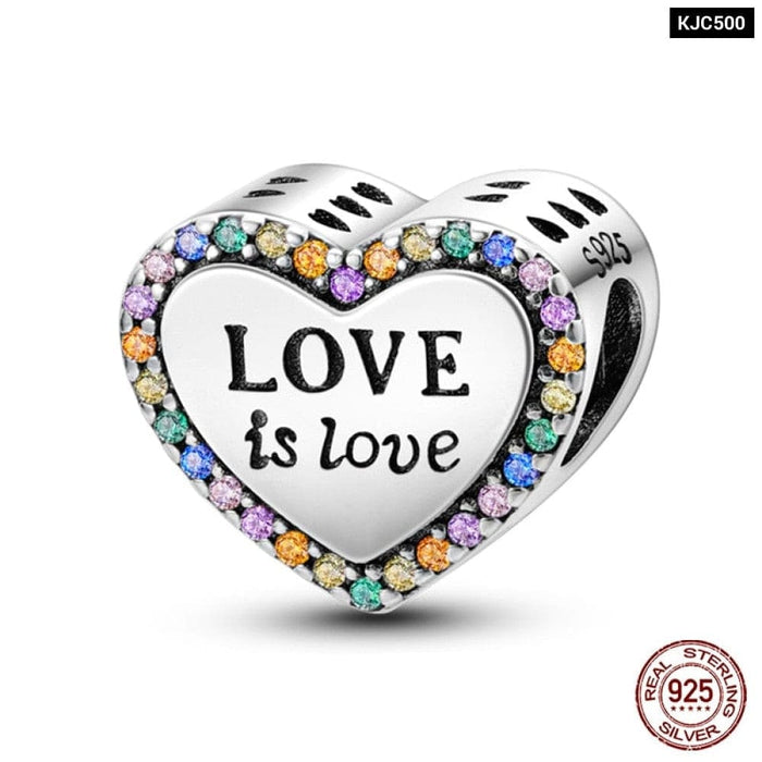 925 Sterling Silver Romantic Heart Series Charms Beads Fit Pandora Bracelet DIY Mothers Day Jewelrys