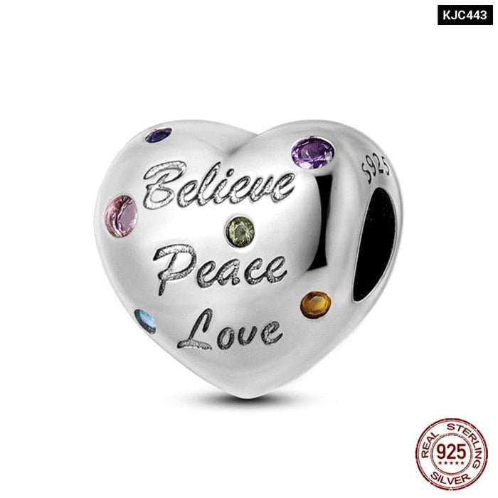 925 Sterling Silver Romantic Heart Series Charms Beads Fit Pandora Bracelet DIY Mothers Day Jewelrys