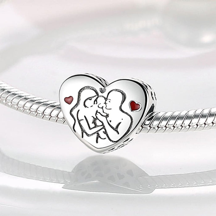 925 Sterling Silver Romantic Heart Series Charms Beads Fit Pandora Bracelet DIY Mothers Day Jewelrys