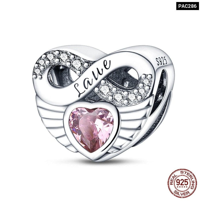 925 Sterling Silver Romantic Heart Series Charms Beads Fit Pandora Bracelet DIY Mothers Day Jewelrys