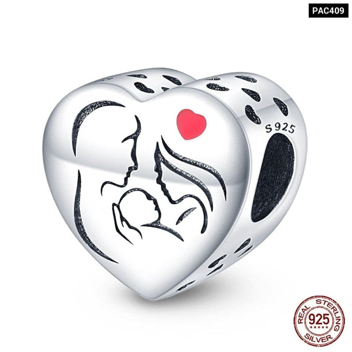 925 Sterling Silver Romantic Heart Series Charms Beads Fit Pandora Bracelet DIY Mothers Day Jewelrys