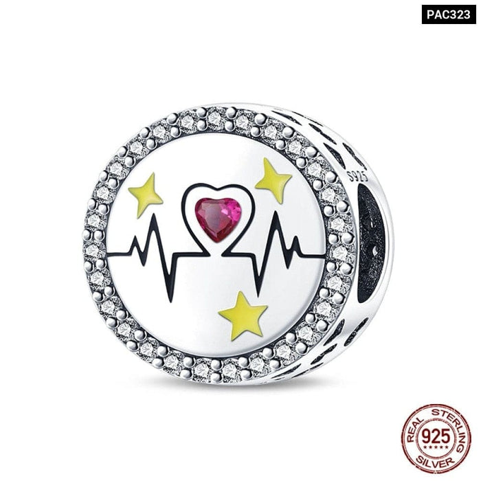 925 Sterling Silver Romantic Heart Series Charms Beads Fit Pandora Bracelet DIY Mothers Day Jewelrys