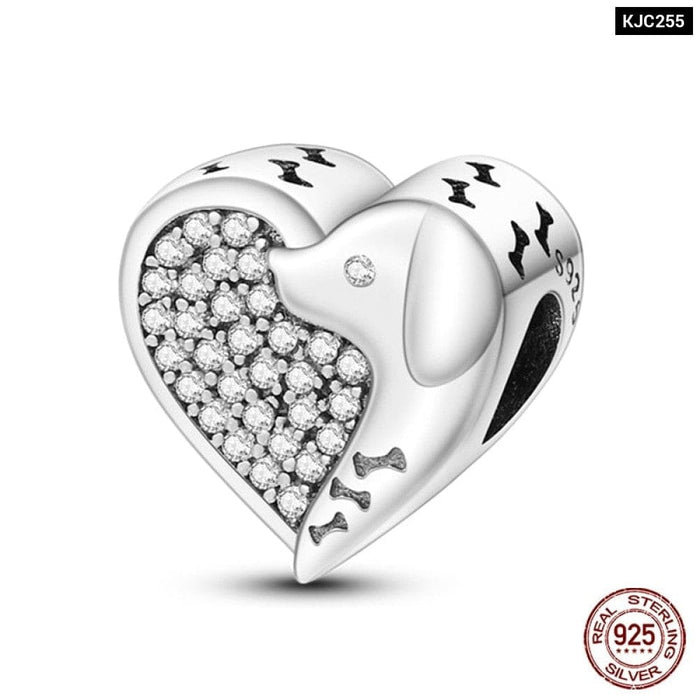 925 Sterling Silver Romantic Heart Series Charms Beads Fit Pandora Bracelet DIY Mothers Day Jewelrys