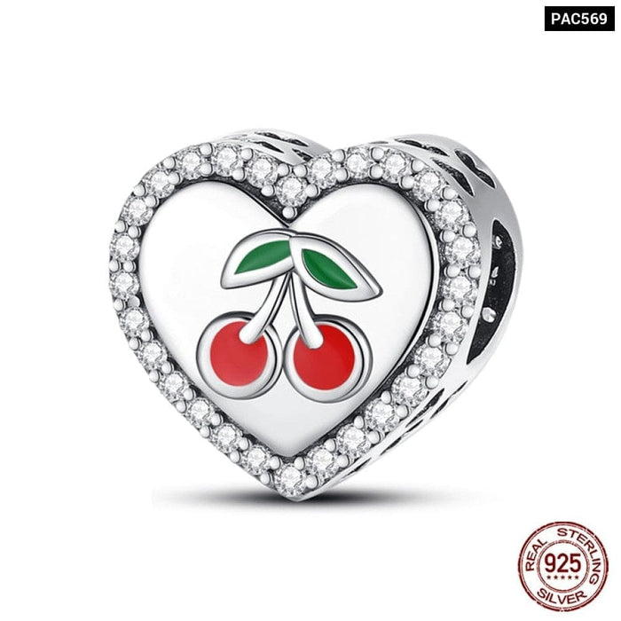 925 Sterling Silver Romantic Heart Series Charms Beads Fit Pandora Bracelet DIY Mothers Day Jewelrys