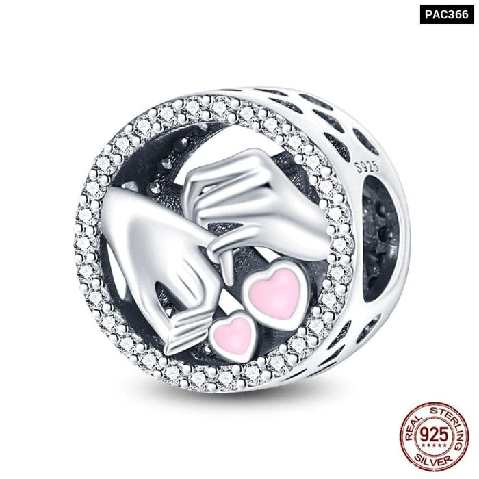 925 Sterling Silver Romantic Heart Series Charms Beads Fit Pandora Bracelet DIY Mothers Day Jewelrys