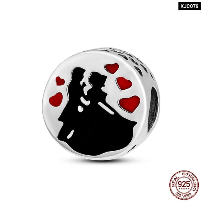 925 Sterling Silver Romantic Heart Series Charms Beads Fit Pandora Bracelet DIY Mothers Day Jewelrys